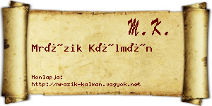 Mrázik Kálmán névjegykártya